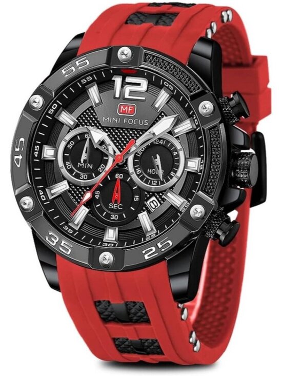 Other - Men's All Red Analog Quartz Waterproof Chronograph Classic Stylish Casual Watch
